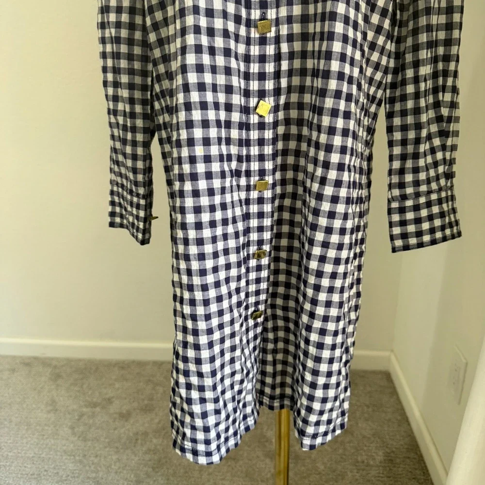 Tory Burch Gingham Shirt Dress Sz 8 Cotton Classic Preppy Designer Polished Chic